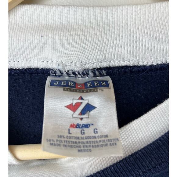 Vintage Jerzees Navy Forest Critter Snowman‎ Sweatshirt Size Large Holiday - Picture 3 of 4